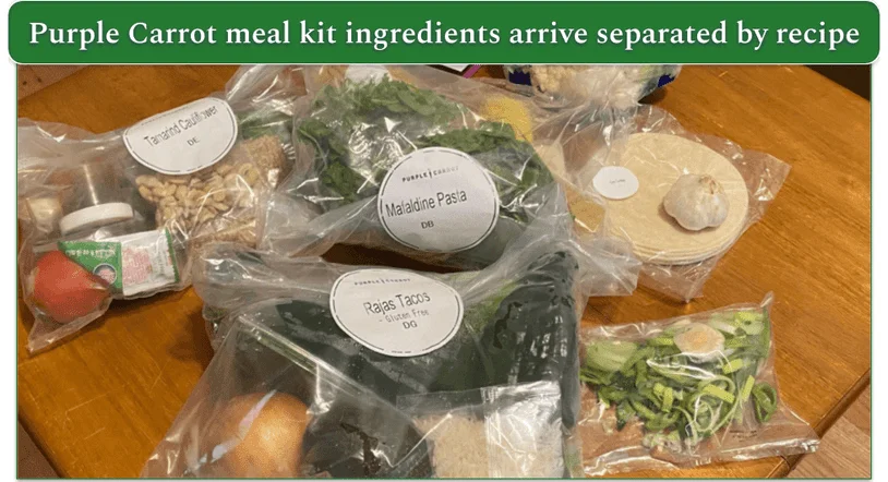 author photo of unboxed Purple Carrot ingredients