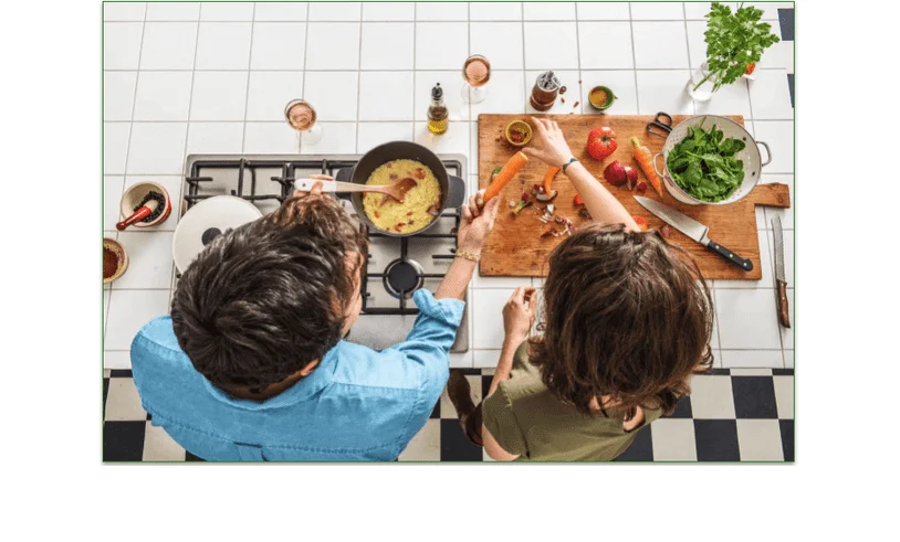 People cooking together from HelloFresh