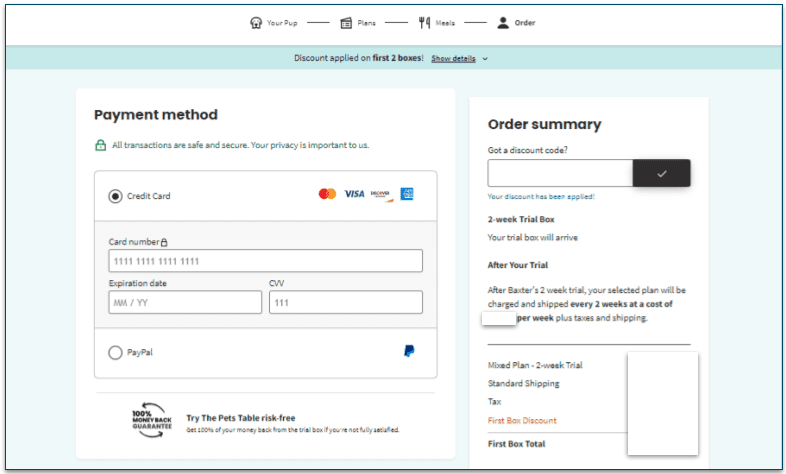 If you have a discount code, add it in this step