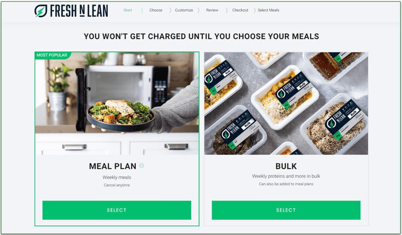 1: Choose either a meal plan or an a la carte order