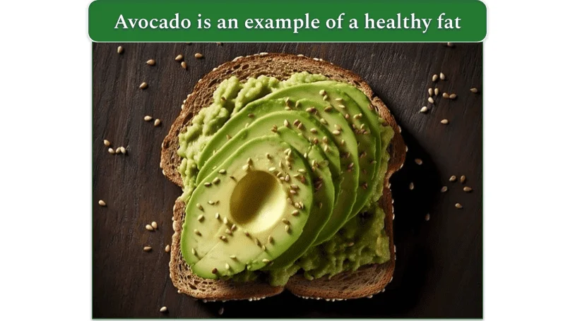 Sliced avocado on toast with seeds
