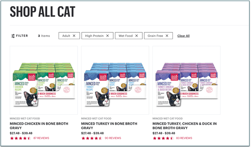 The Honest Kitchen lets you apply multiple filters at once