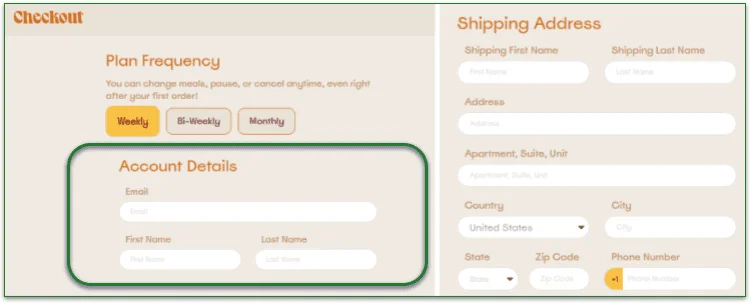 Screenshot with the Checkout screen