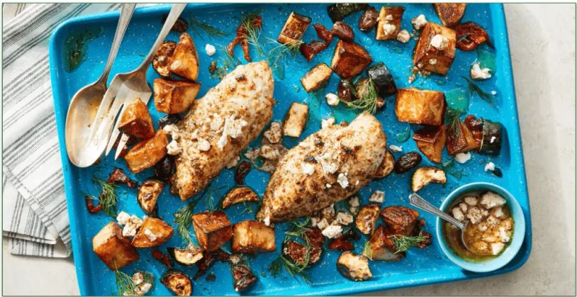 Easy Prep! Greek Sheet Pan Chicken with Marinated Feta by Marley Spoon
