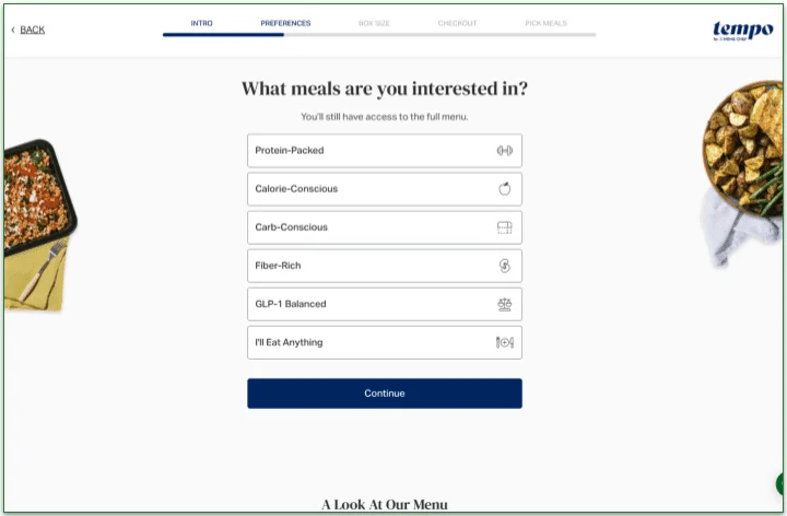 Choose your preferred meal types to get menu recommendations