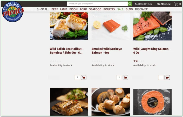 Grassland Beef/US Wellness Meats seafood menu