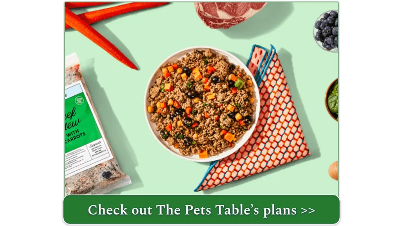 Image of The Pets Table's Beef Stew with Carrots in a bowl surrounded by fresh ingredients