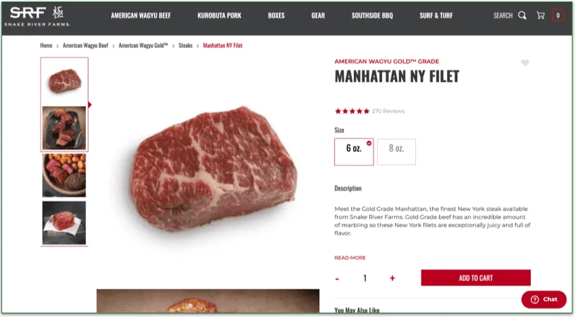 Adding items to your Snake River Farms cart