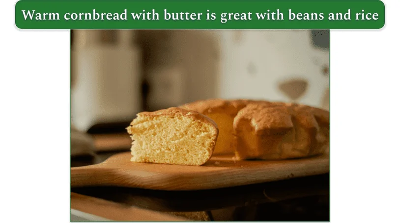 a wooden butcher's block with homemade cornbread