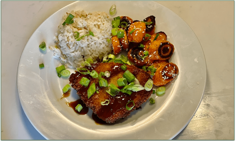 HelloFresh's Pork Katsu with Sesame Roasted Carrots & Ginger Rice