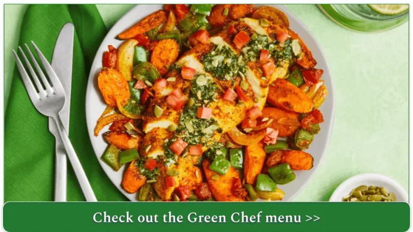 Stock photo of Peruvian-Style Roasted Chicken with Carrots, Bell Pepper, Creamy Chimichurri & Pepitas by Green Chef