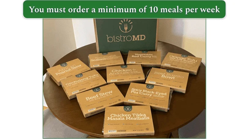 Our reviewers meals from BistroMD laid out on a table