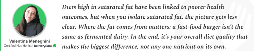 Quote from our certified nutritionist about the particulars of saturated fat