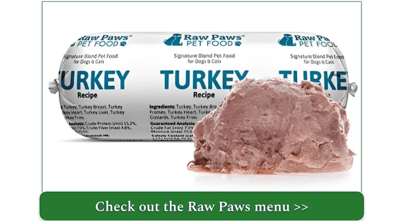 a screenshot of raw paws' Signature Blend Pet Food for Dogs & Cats - Turkey Recipe, 1 lb