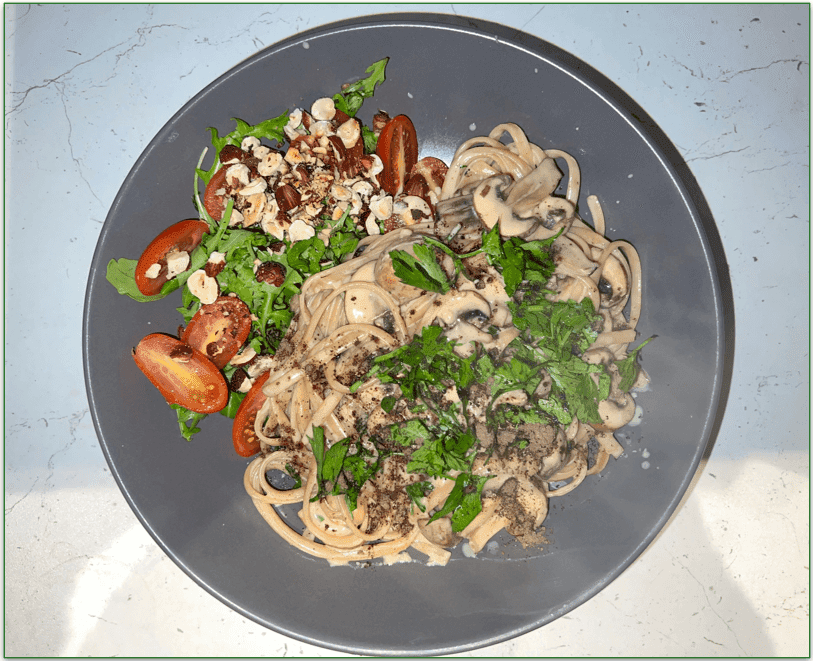 Mushroom truffle linguine as prepared by our reviewer