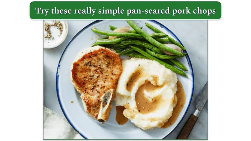 marley spoon's Pan-Seared Pork Chops & Mashed Potatoes