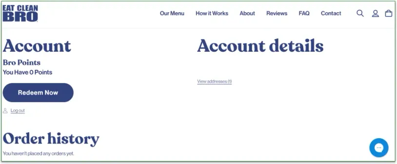 Eat Clean Bro's My Account page