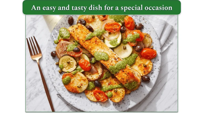  Pesto Salmon & Roasted Vegetables from Blue Apron