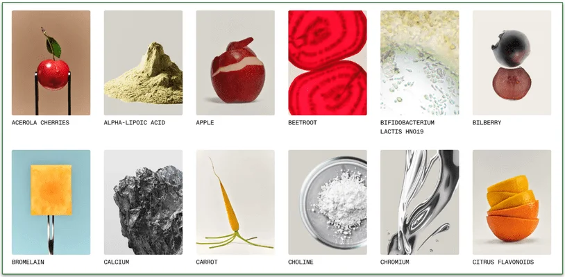 Just 12 of the 70+ ingredients for optimal absorption and nutrient density