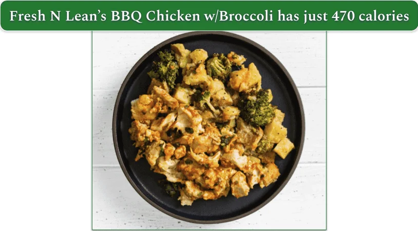 A plate of BBQ chicken with roasted broccoli