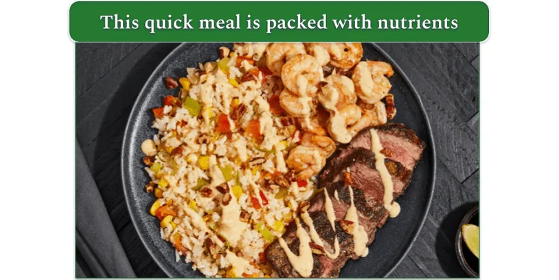 Green Chef's Cajun Steak & Shrimp over Dirty Rice