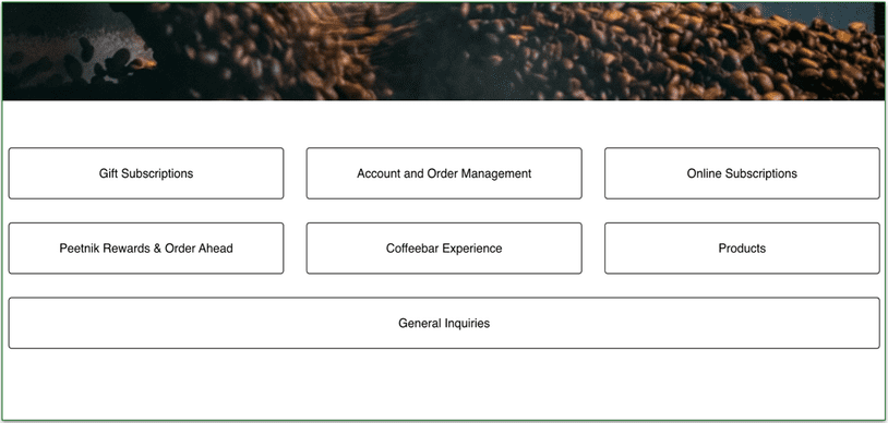Help Center page with button  to click on to get answers to your questions by category