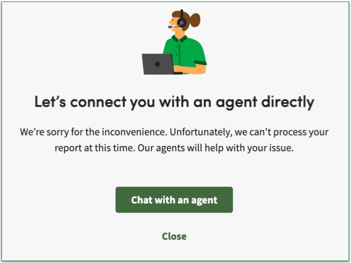 Olive will connect you with an agent after some convincing