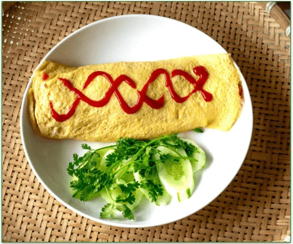 Omelet with Caviar on a plate, ready to enjoy