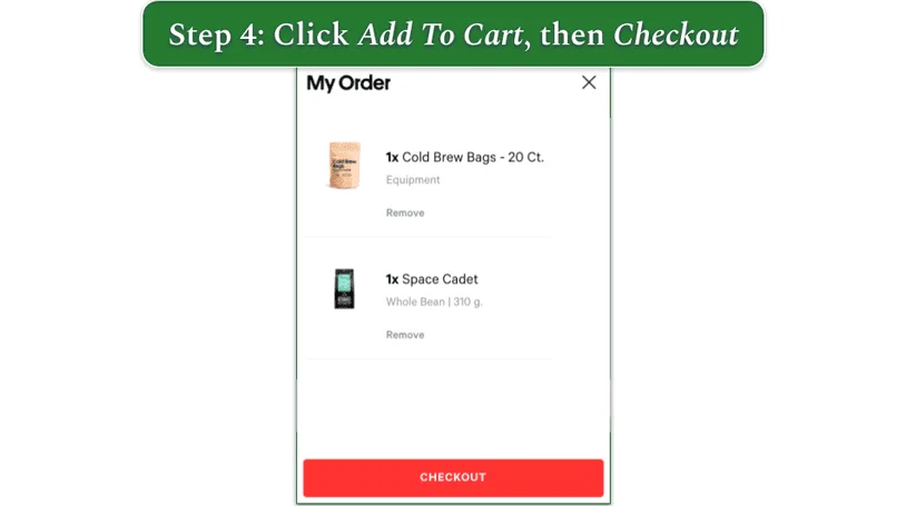 a screenshot of drink trade's pre-checkout screen