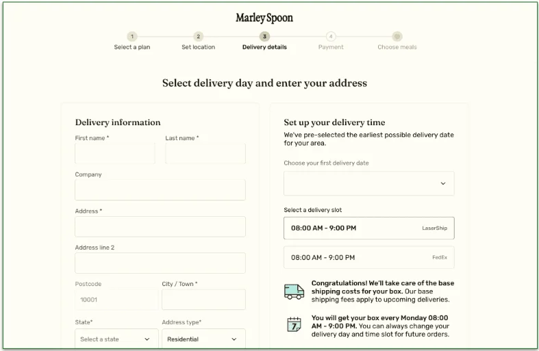 3. Fill in your delivery info