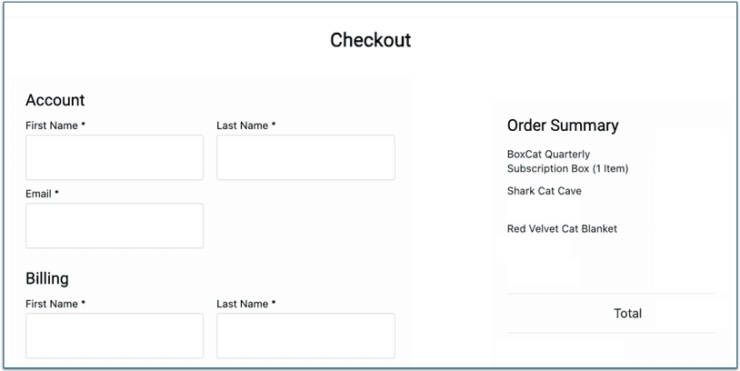 Screenshot of BoxCat's checkout