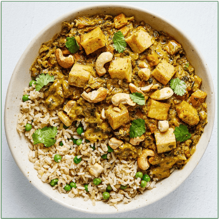 Splendid Spoon's Creamy Korma Dish with basmati rice & fried tofu