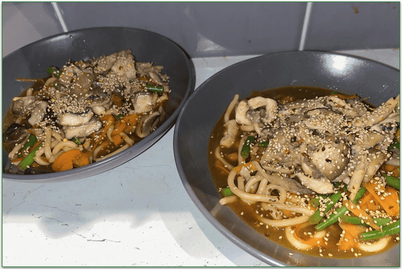 Green Chef’s Miso Mushroom and Udon Noodle Soup in 2 bowls