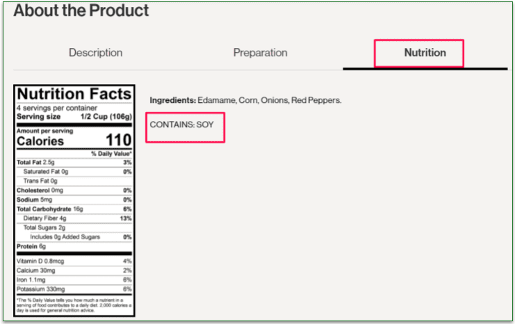 Nutrition Factos from an Omaha Steaks meal