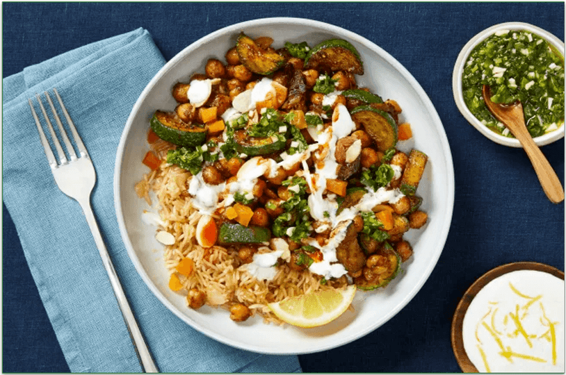HelloFresh's Apricot, Almond & Chickpea Tagine with Zucchini, Basmati Rice & Chermoula