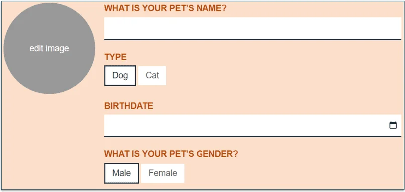 Editing pet's profile on Instinct