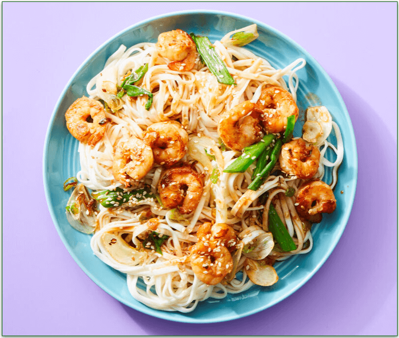 Dinnerly's Speedy Recipe! Shrimp & Udon Stir-Fry with Scallions & Sesame Seeds