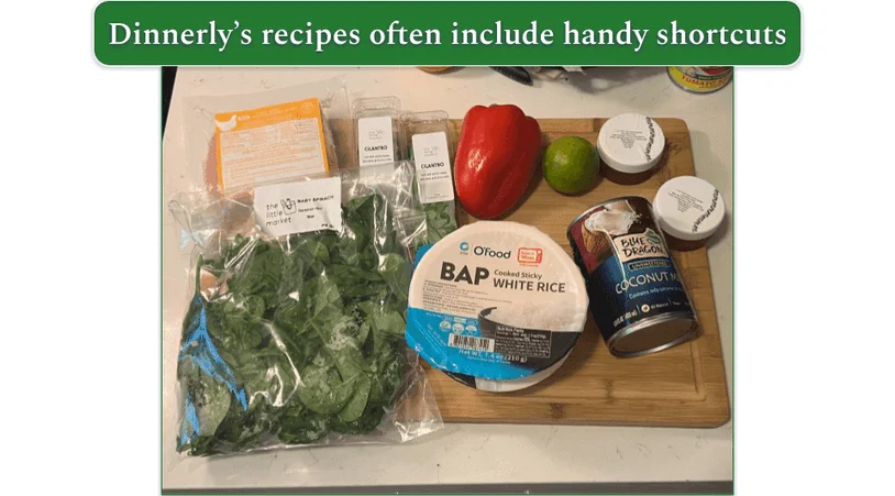 The ingredients for Dinnerly’s Red Curry Chicken