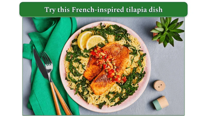 Green Chef's Tilapia Meunière dish