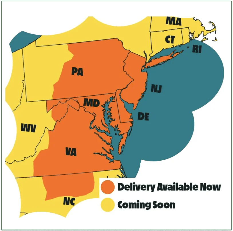 Hungry Harvest's delivery map