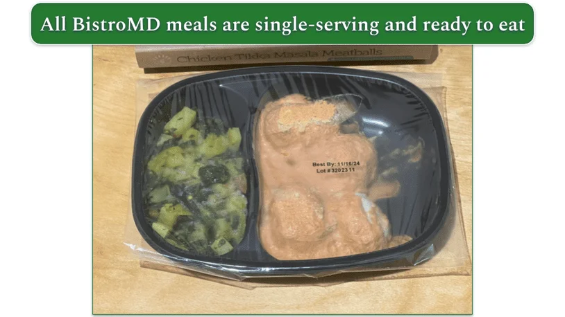 Image of BistroMD's Chicken Tikka Masala Meatballs recipe in its container
