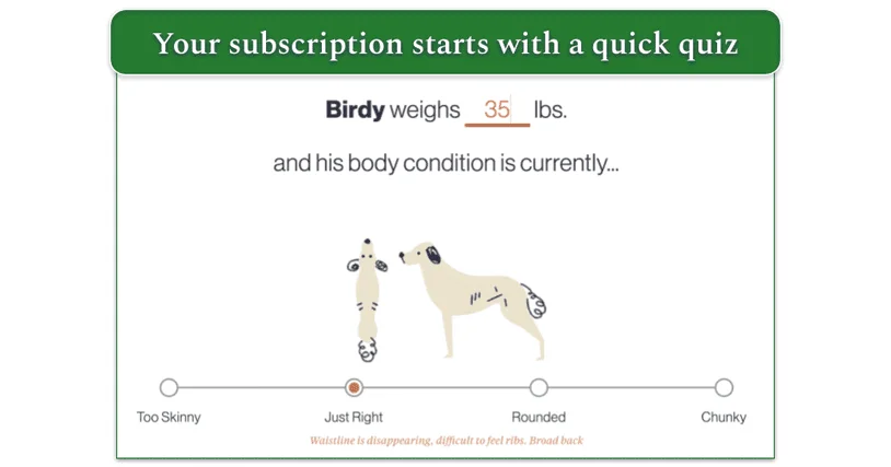 Screenshot of The Farmer's Dog Quiz page 2