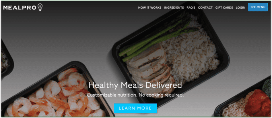 a screenshot of mealpro's homepage