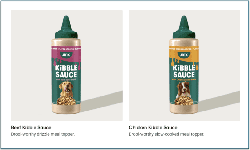 Jinx offers unusual toppers like kibble sauces