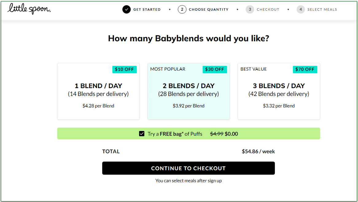 Little Spoon: Larger orders are more cost effective