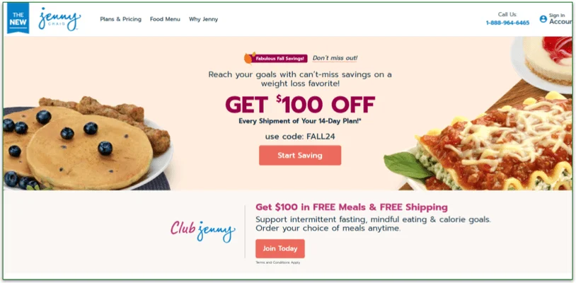Jenny Craig's homepage