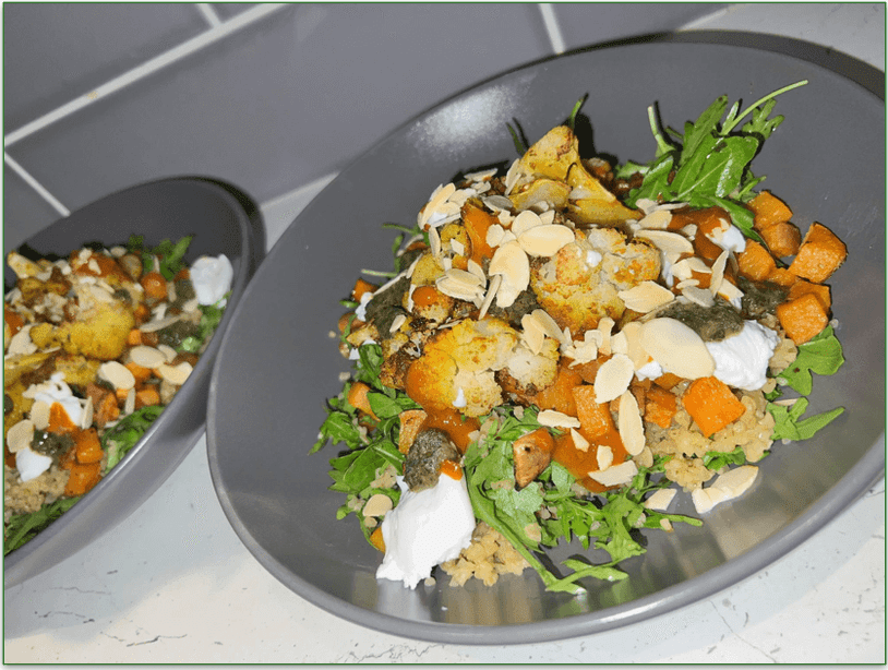 Harissa and Zhoug meal kit prepared by our reviewer