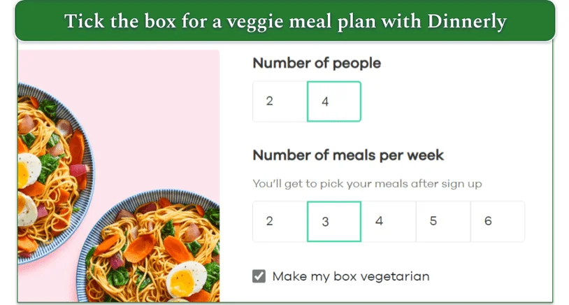 Dinnerly's plan selection screen