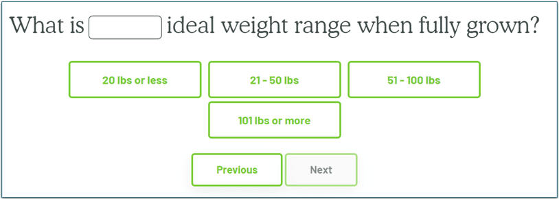 Get Joy's dog food personalization quiz