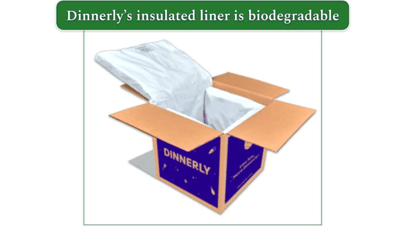 Image of a Dinnerly delivery box and its insulated liner